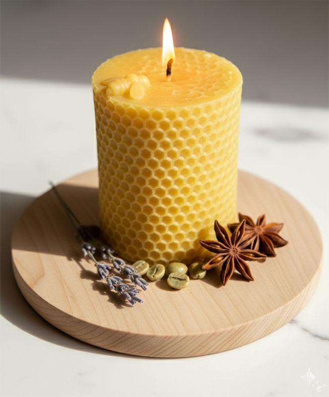 Vela artesanal de cera virgen hecha a mano
